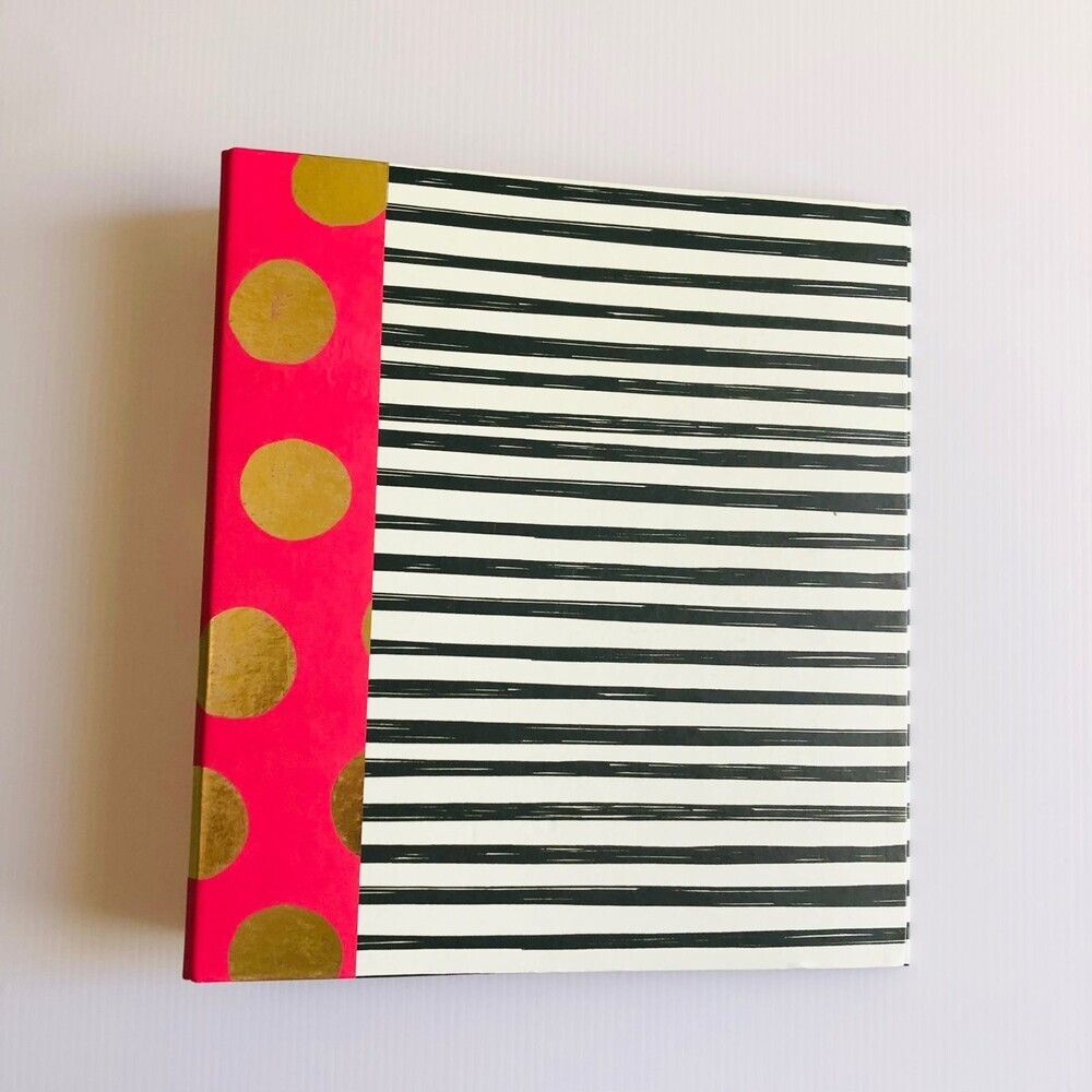 2 inch Binder Polka Dots Hot Pink, Black White, Gold Tones 90s Retro Style